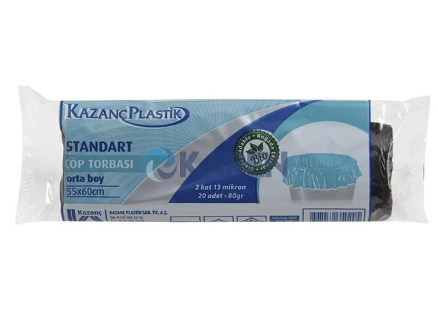 KAZANÇ STANDART ORTA ÇÖP TORBASI 55X60 20Lİ 50RULO 80GR MAVİ