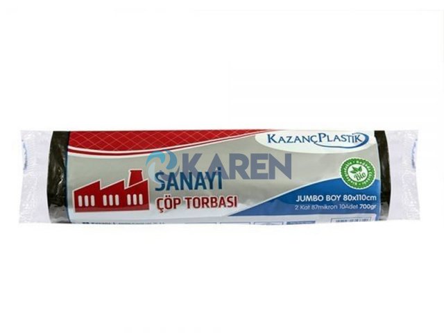 KAZANÇ SANAYİ JUMBO ÇÖP TORBASI 80X110 10LU 12RULO 700GR MAVİ