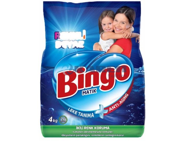 BİNGO MATİK TOZ ÇAMAŞIR DETERJANI RENKLİ BEYAZ 4KG