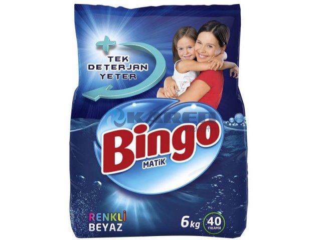 BİNGO MATİK TOZ ÇAMAŞIR DETERJANI RENKLİ BEYAZ 6KG