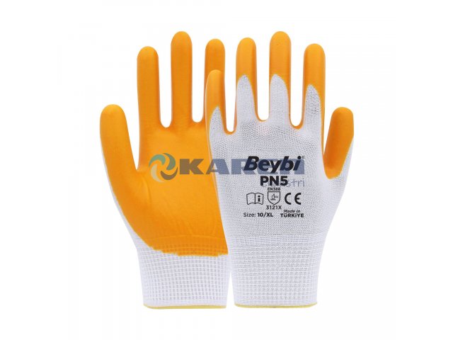 BEYBİ PN5 NAYLON NİTRİL ELDİVEN SARI NO: 9