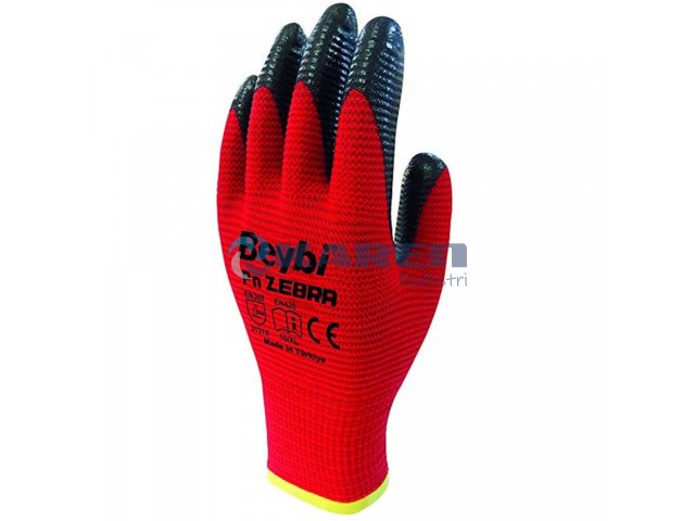 BEYBİ PN5 ZEBRA ELDİVEN KIRMIZI-SİYAH NO: 9