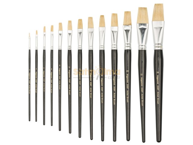 BİGPOİNT 358F SERİSİ BEYAZ DOĞAL KIL DÜZ KESİK FIRÇA NO: 8 X 12 ADET