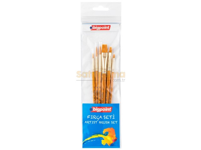 BİGPOİNT 986 SERİSİ SENTETİK KIL YUVARLAK VE KESİK UÇLU FIRÇA SETİ 6LI BLİSTER X 6 BLİSTER