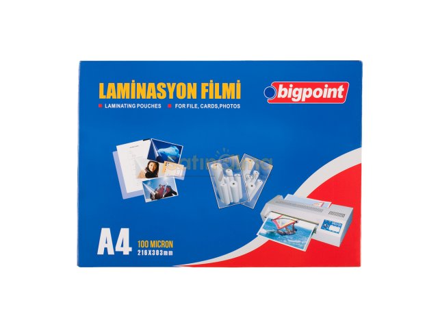 BİGPOİNT LAMİNASYON FİLMİ A4 100 MİKRON 100LÜ KUTU
