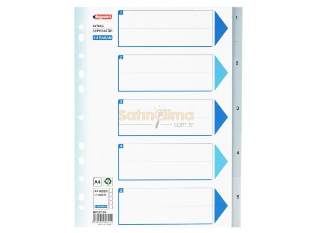 BİGPOİNT PP SEPERATÖR 1-5 RAKAMLI X 50 ADET