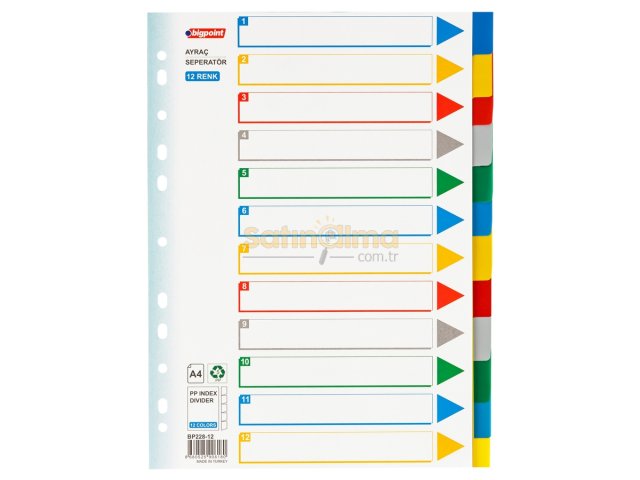 BİGPOİNT PP SEPERATÖR 12 RENKLİ X 25 ADET