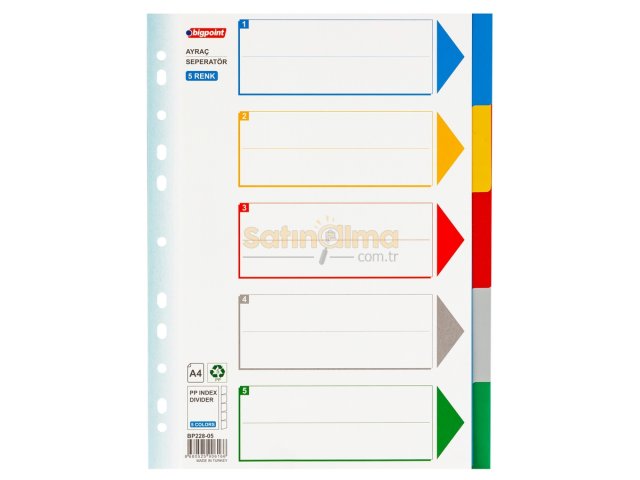 BİGPOİNT PP SEPERATÖR 5 RENKLİ X 50 ADET