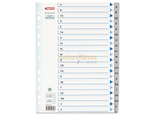 BİGPOİNT PP SEPERATÖR HARFLER A-Z X 15 ADET