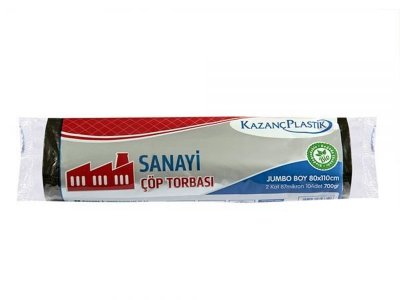 KAZANÇ SANAYİ JUMBO ÇÖP TORBASI 80X110 10LU 12RULO 700GR SİYAH