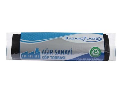 KAZANÇ AĞIR SANAYİ JUMBO ÇÖP TORBASI 80X110 10LU 10RULO 810GR SİYAH
