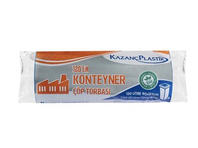 KAZANÇ 120LİK KONTEYNER ÇÖP TORBASI 90X125 10LU 15RULO 600GR SİYAH