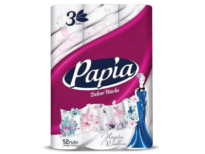 PAPİA DEKOR KAĞIT HAVLU 12Lİ