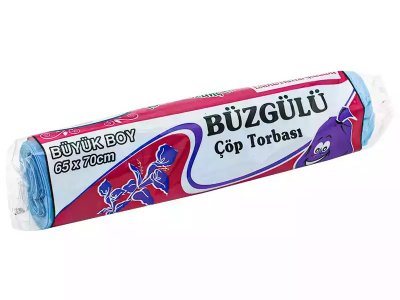 KAZANÇ BÜZGÜLÜ ÇÖP TORBASI BÜYÜK 65X70 10LU 20RULO 200GR MAVİ