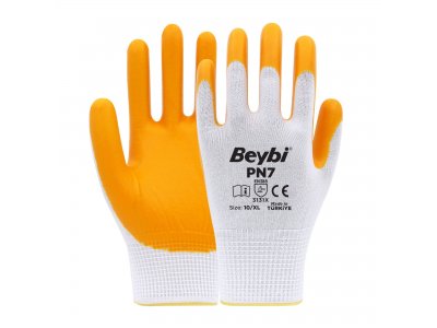 BEYBİ PN7 NAYLON NİTRİL ELDİVEN SARI NO: 9