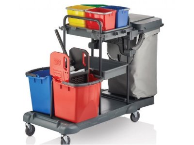 PLASTİK KAT ARABASI ÇİFT KOVALI ÇÖP TOPLAMALI 4 KOVALI BRANDALI