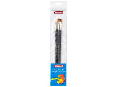 BİGPOİNT 200 SERİSİ SENTETİK KIL UZUN SAPLI KARIŞIK UÇLU FIRÇA SETİ 4LÜ BLİSTER X 6 BLİSTER