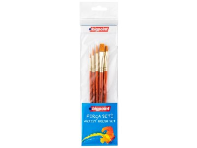BİGPOİNT 985 SERİSİ SENTETİK KIL YUVARLAK VE KESİK UÇLU FIRÇA SETİ 5Lİ BLİSTER X 6 BLİSTER