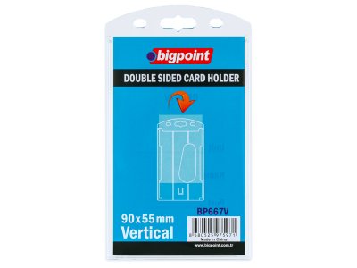 BİGPOİNT ÇİFT TARAFLI KART KABI DİKEY ŞEFFAF 55X90MM X 10 ADET