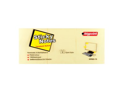 BİGPOİNT YAPIŞKANLI NOT KAĞIDI 3LÜ 40X50MM SARI X 4 PAKET