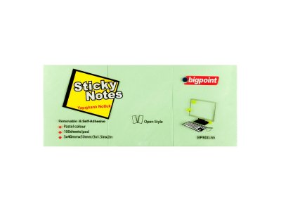 BİGPOİNT YAPIŞKANLI NOT KAĞIDI 3LÜ 40X50MM YEŞİL X 4 PAKET