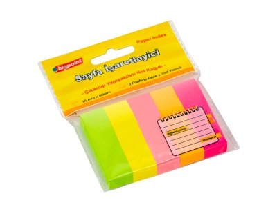 BİGPOİNT YAPIŞKANLI NOT KAĞIDI 5 NEON RENK 15X50MM X 24 ADET